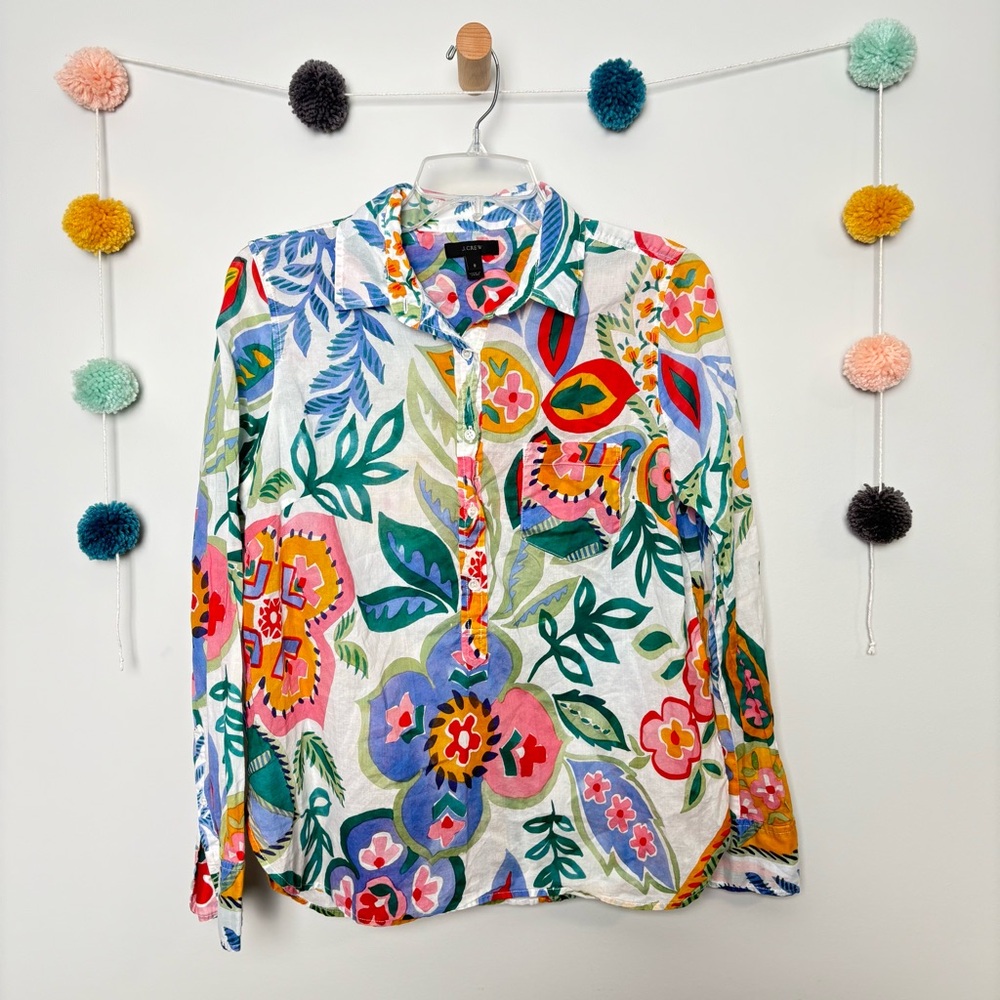 J. Crew Bold Colorful Floral Button Up - Picture 4 of 7